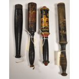 Four 19th Century truncheons