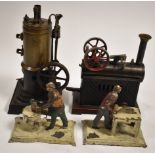 Marklin and another steam engine and tinplate figures