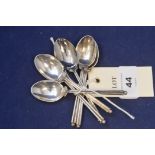 Six silver golfing interest teaspoons