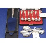 Silver teaspoons and a cake slice