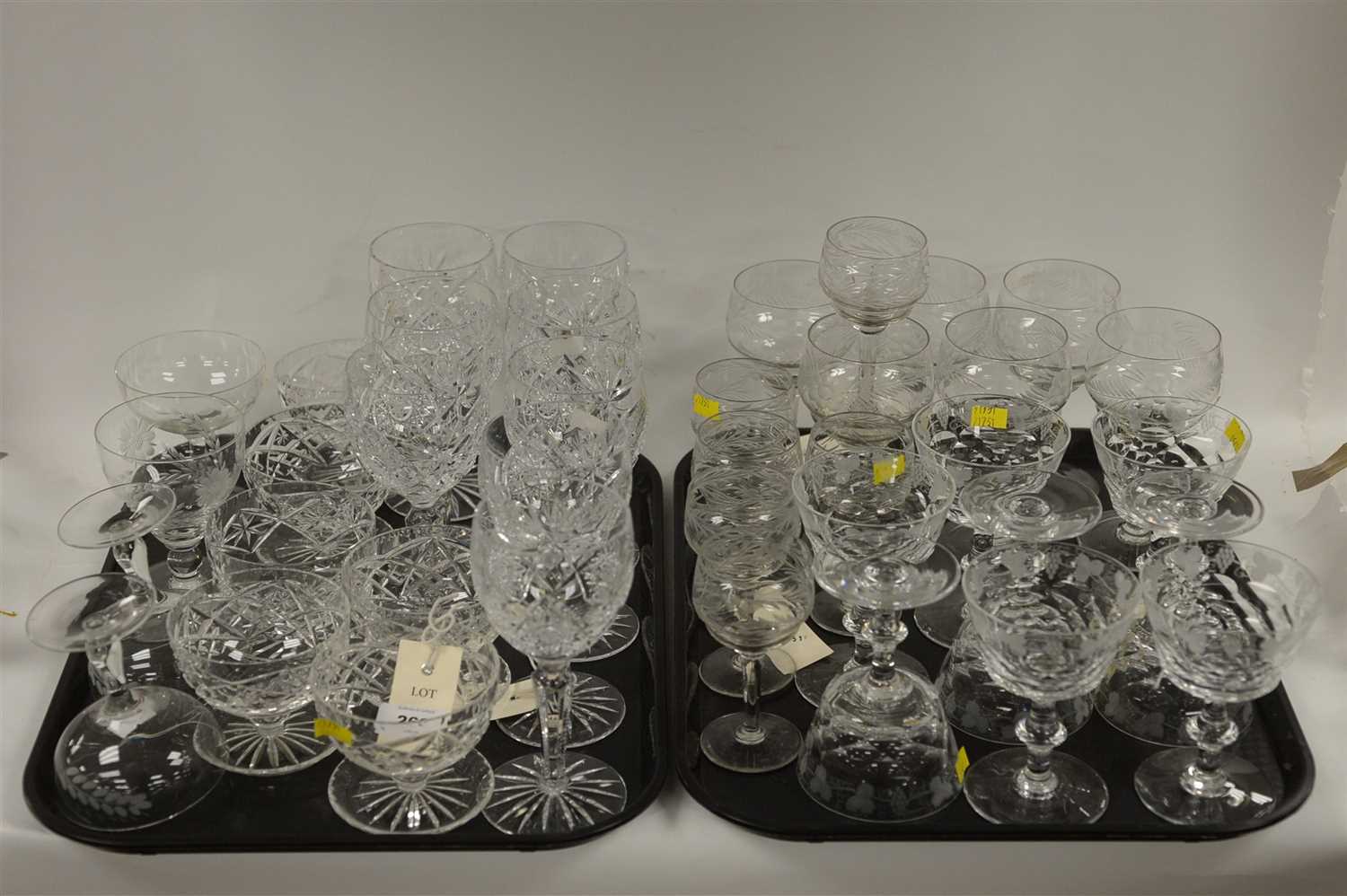 Cut and etched wine glasses