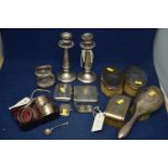 George V silver candlesticks and other items