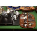 Picquot ware tea set and flatware