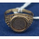 Yellow metal signet ring