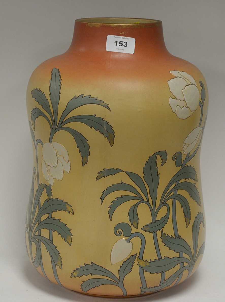 A Mettlach stoneware vase.