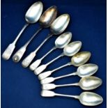 Silver tablespoons and dessert spoons
