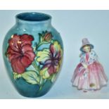 Moorcroft vase and Royal Doulton figurine