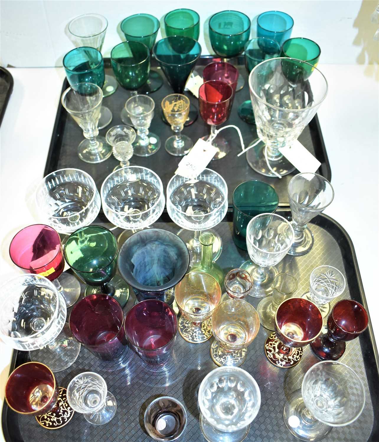 Coloured and clear glassware