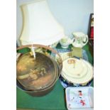 Jam pan, table lamp and other items