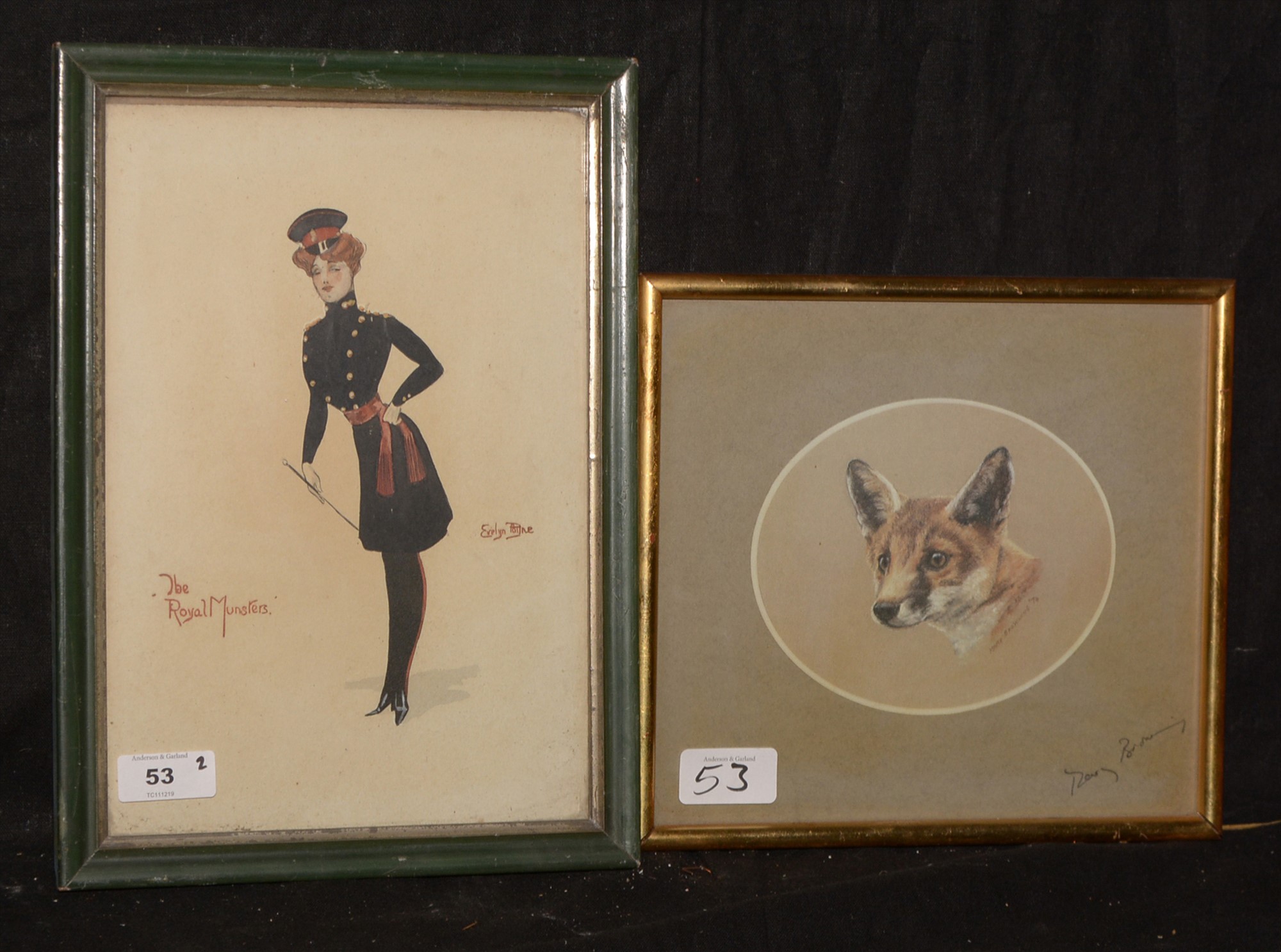 Evelyn Payne - watercolour; and a print.