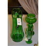 Mary Gregory style green glass
