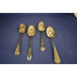 Four silver berry spoons