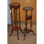 Two-tier plant stand; and a gentleman's shaving stand.