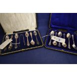 Six silver teapoons and plated teaspoons