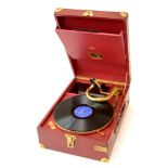 An HMV portable gramophone.