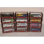 Die-cast model buses by Corgi from the 'Original Omnibus' range.