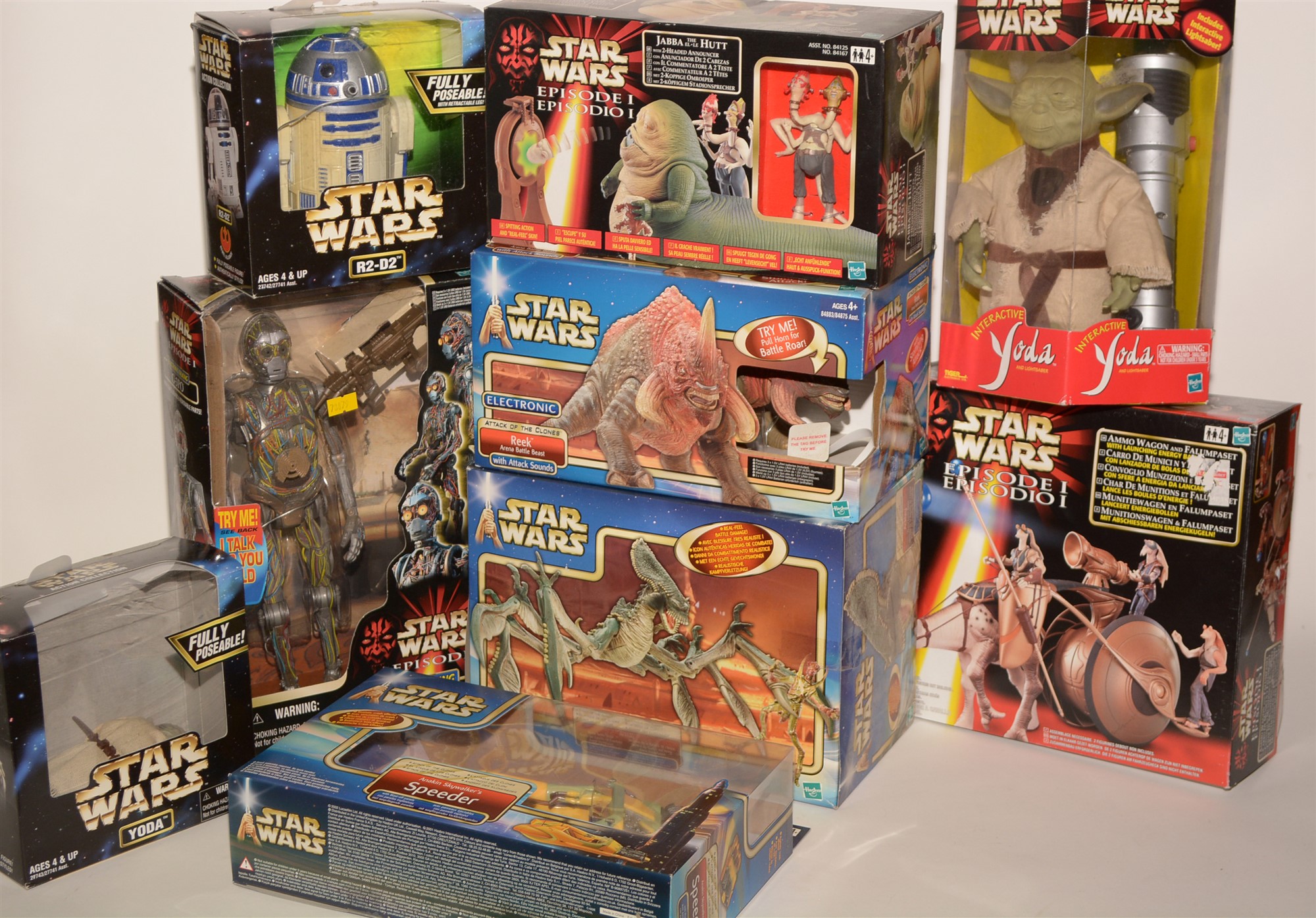 Star Wars figurines and robots.