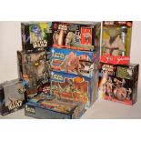 Star Wars figurines and robots.