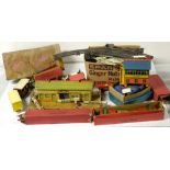 0-gauge rolling stock, track and tinplate trackside accessories by Hornby.