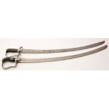 British Light Cavalry Troopers sword, 1796 pattern, with stirrup hilt, leather-bound grip and curved