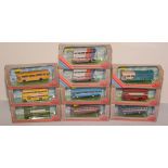 Die-cast model buses by Exclusive First Editions.