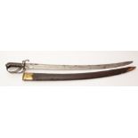 An Indian 1821 Pattern Light Cavalry Trooper's sword, mid 19th Century, 78cm blade, leather and