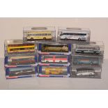 Die-cast model buses by Corgi from the 'Original Omnibus' range.