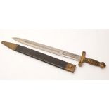 A United States Model 1832 Artillery short sword. the 48cm double edged, fullered blade marked "NP