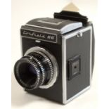 A Corfield 66 medium-format SLR camera, fitted a Lumax 95mm f3.5 lens.