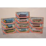 Die-cast model buses by Exclusive First Editions.