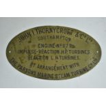 Engine Builder's Plate: Thornycroft No. 1177