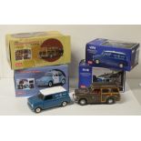 Die-cast model Mini and Morris Minor cars by Sun Star.