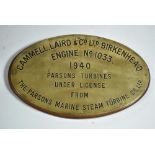 Engine Builder's Plate: Cammell Laird No. 1033.