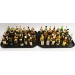 Two trays of whisky miniatures