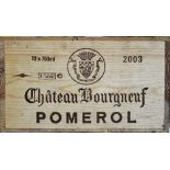 Twelve bottles of Chateau Bourgneuf.