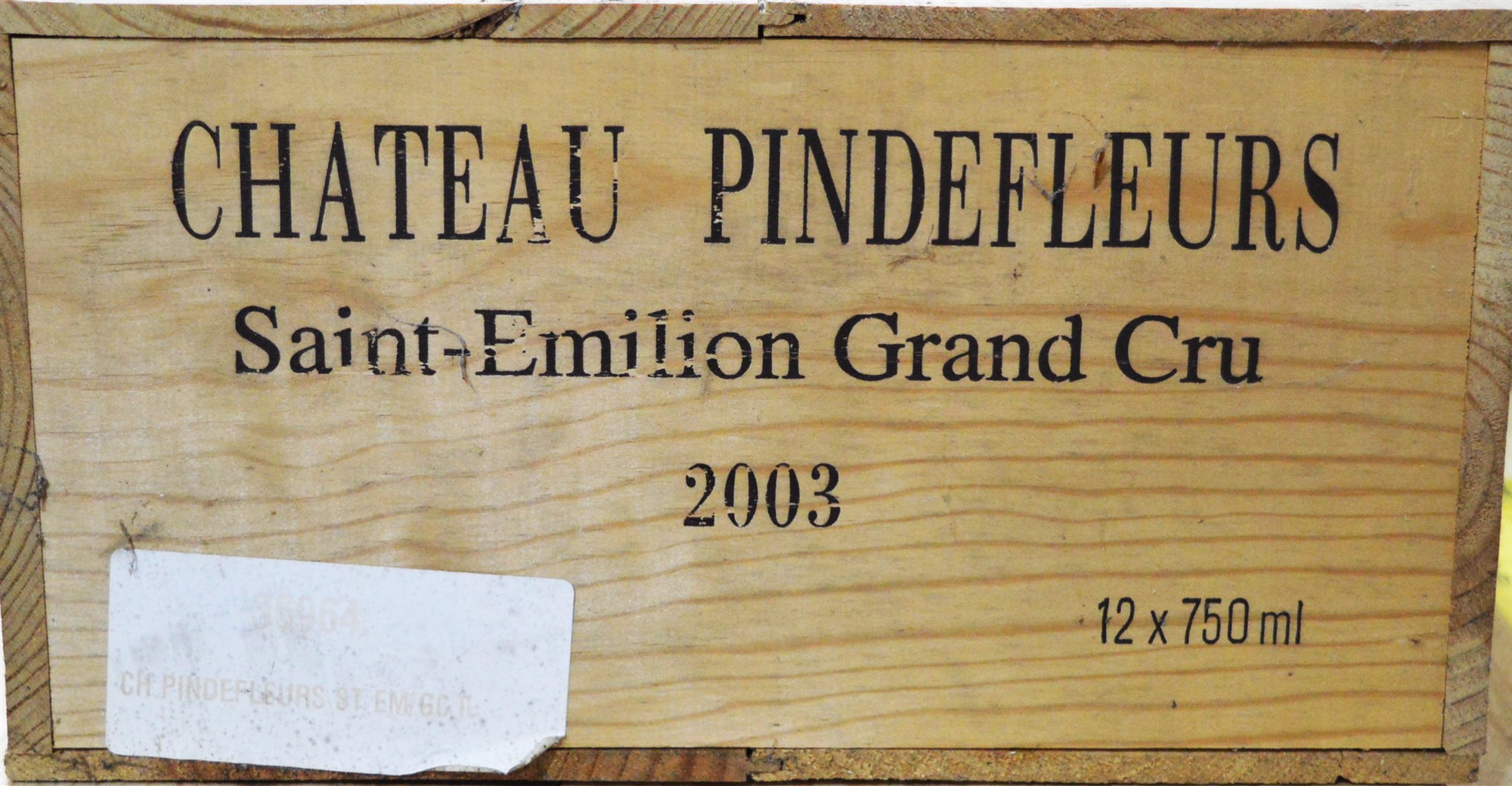 Twelve bottles of Chateau Pindefleurs.