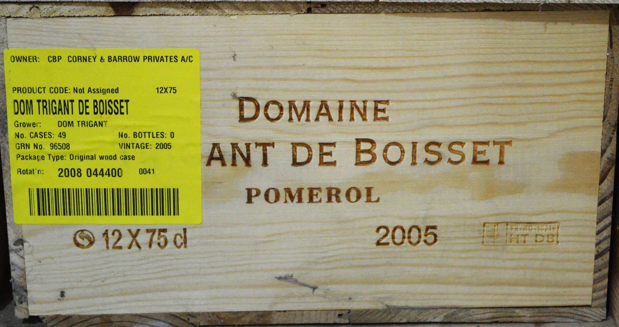 Twelve bottles of Domaine Trigant de Boisset.