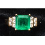 Emerald and diamond ring