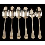 Six silver table spoons
