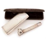 Silver cigar case and cutter