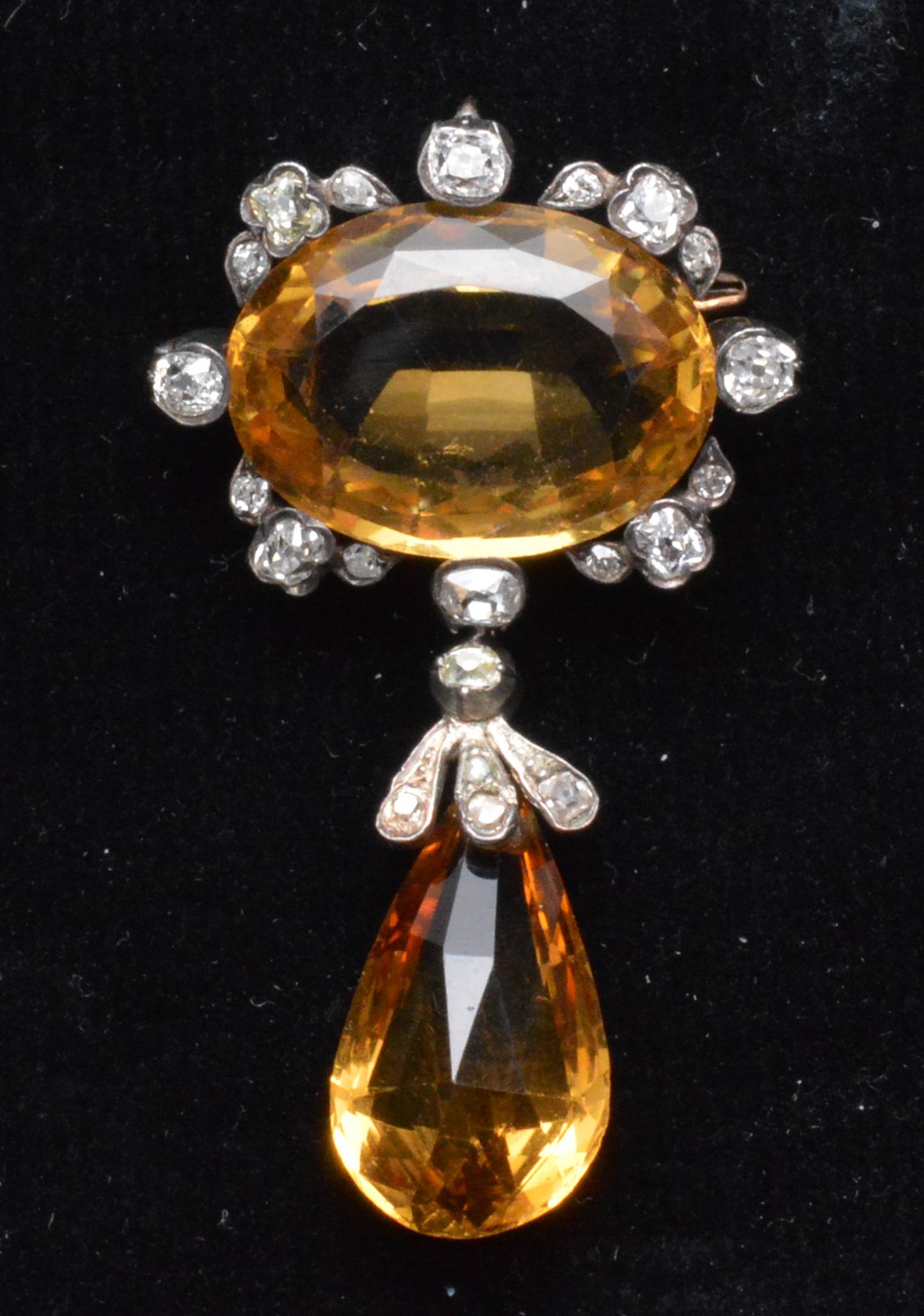 Victorian citrine and diamond brooch