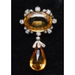 Victorian citrine and diamond brooch