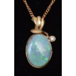 Opal and diamond pendant