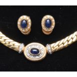 Sapphire and diamond necklace and earrings