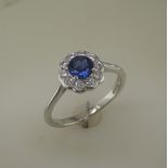 Sapphire and diamond cluster ring