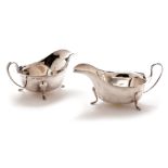 Pair silver sauce boats