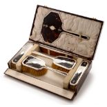 Silver and tortoise shell dressing table set