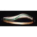 Emerald and diamond bangle