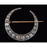 Victorian diamond crescent brooch