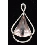 Morganite and diamond pendant